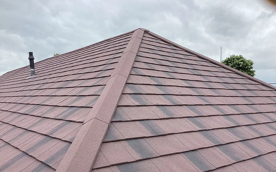 A newly tiled pitched roof